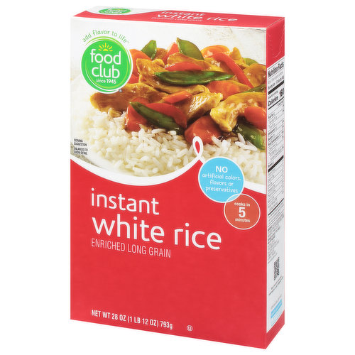 Food Club White Rice, Instant, Long Grain