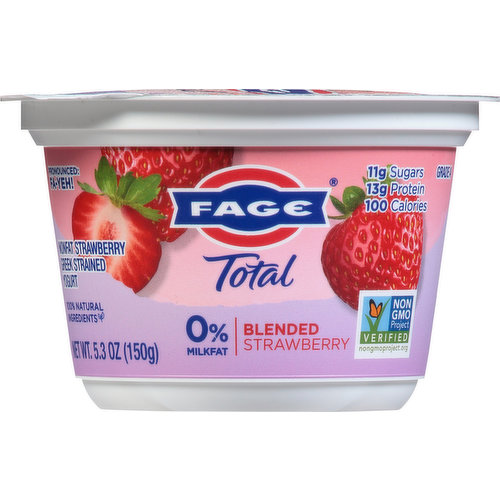 Fage Yogurt, Greek, Nonfat, Blended Strawberry, Strained - King Kullen