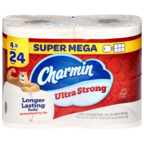 Charmin Bathroom Tissue, Super Mega Rolls, 2-Ply