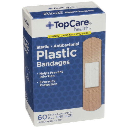 TopCare Antibacterial Plastic First Aid Antiseptic All One Size Bandages