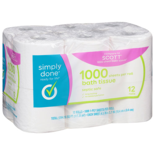 Simply Done Bath Tissue, 1-Ply