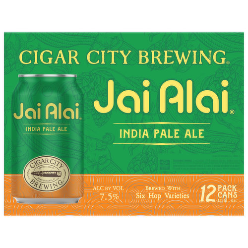 Cigar City Brewing Beer, India Pale Ale, Jai Alai, 12 Pack
