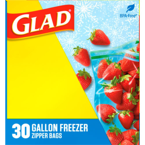 Glad Zipper Bags, Freezer, Quart