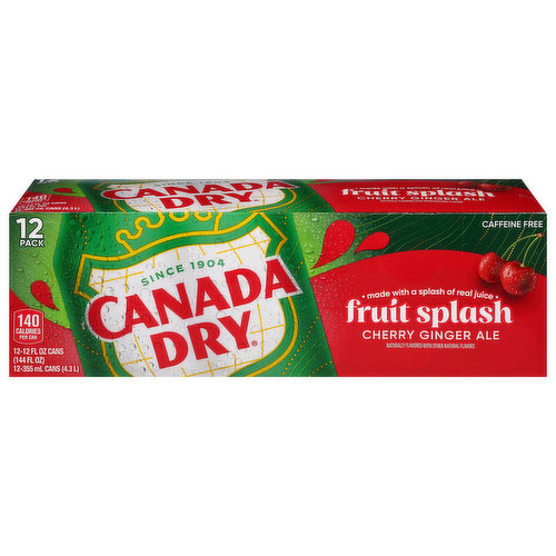 Canada Dry Fruit Splash, Cherry Ginger Ale, Caffeine Free, 12 Pack