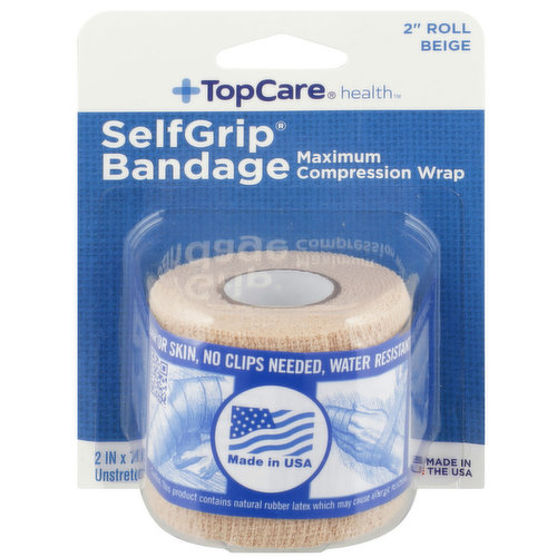 TopCare Selfgrip, Maximum Compression Wrap Bandage 2" Roll, Beige