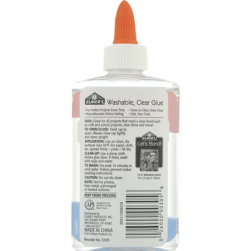 Elmers Glue, Clear, Washable