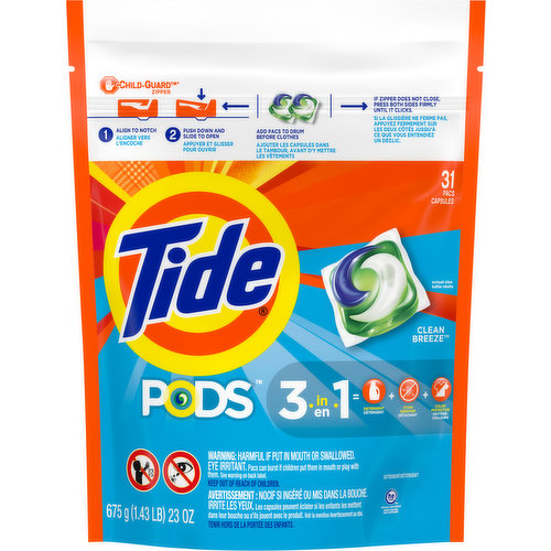 Tide Detergent, 3 in 1, Clean Breeze