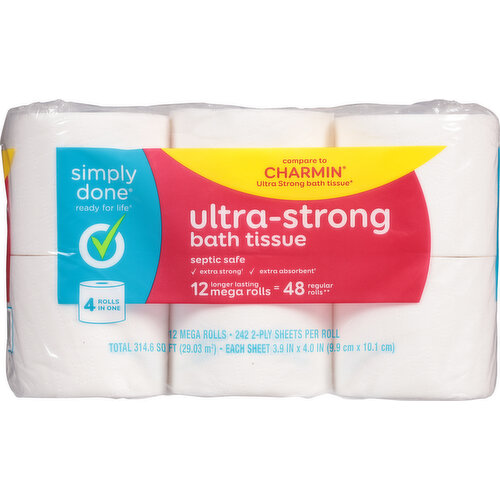 Simply Done Bath Tissue, Ultra-Strong, 2-Ply, Mega Rolls