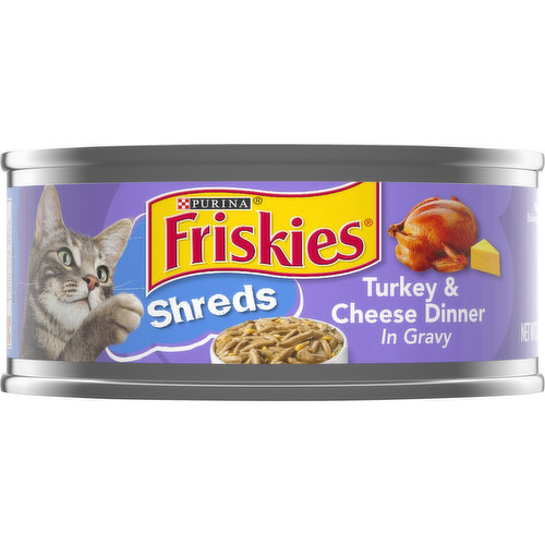 Friskies Cat Food, Turkey & Cheese Dinner in Gravy