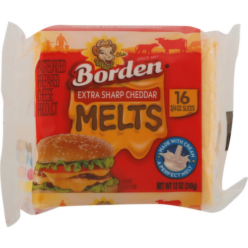 Borden Cheese Melts, Extra Sharp Cheddar, Slices