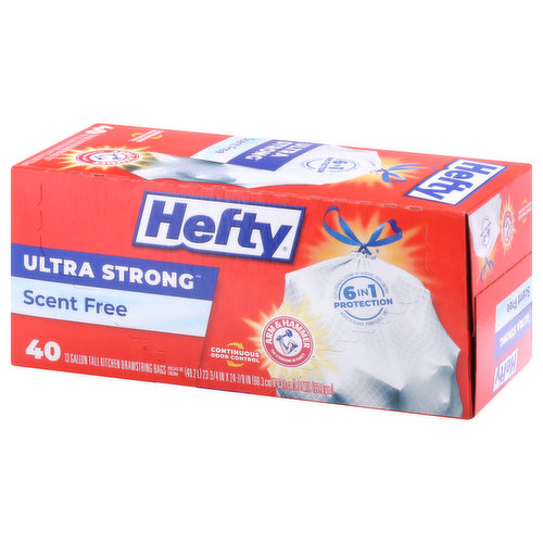 Hefty Ultra Strong Scent Free Tall Kitchen 13 Gallon, Trash Bags