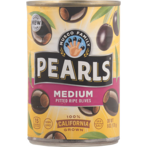 Pearls Ripe Olives, Pitted, Medium