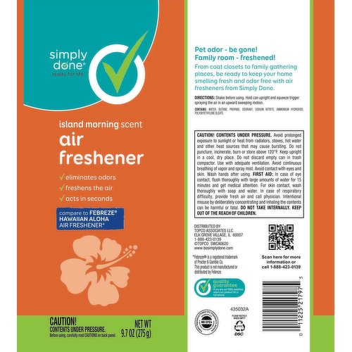 Simply Done Air Freshener, Island Morning Scent