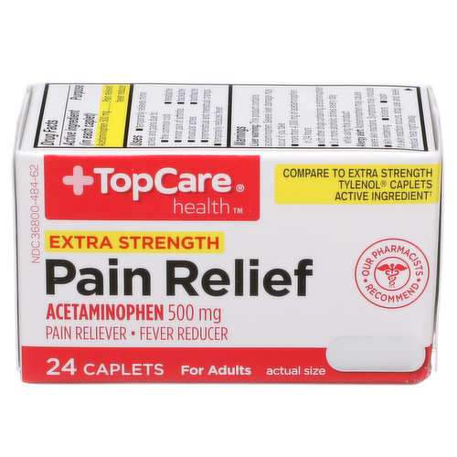 TopCare Extra Strength Pain Relief Acetaminophen 500 Mg Pain Reliever-Fever Reducer Caplets