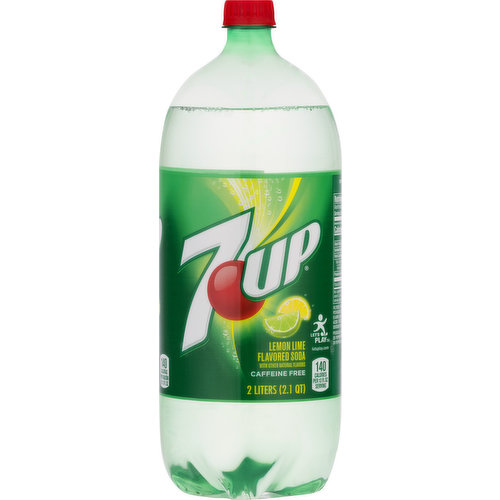 Lemon lime flavored soda with other natural flavors. 140 calories per 12 fl oz serving. Low sodium. Caffeine free. 7up.com. Let's play. letsplay.com. Please recycle.