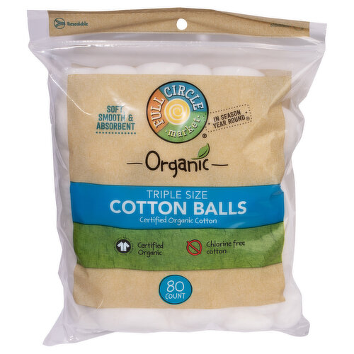 Full Circle Market Cotton Balls, Triple Size