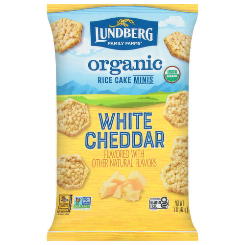 Lundberg Family Farms Rice Cake, Organic, White Cheddar, Minis