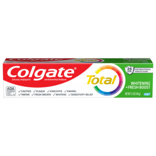 Colgate Toothpaste, Whitening + Fresh Boost, Gel