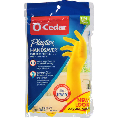 O-Cedar Gloves, Handsaver, Medium