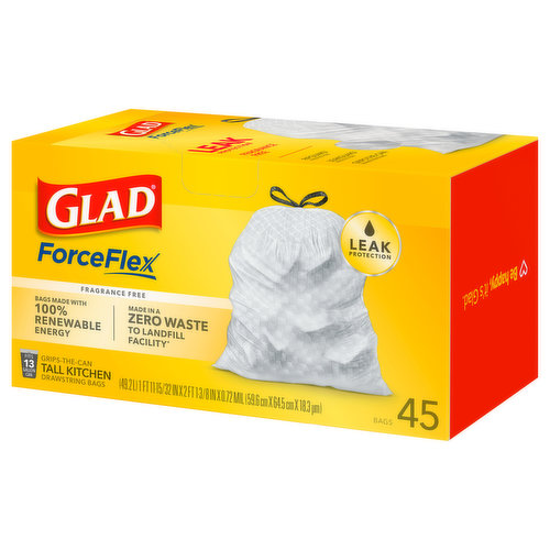 Glad 4 Gallon Small Drawstring Kitchen Trash Bags, Beachside