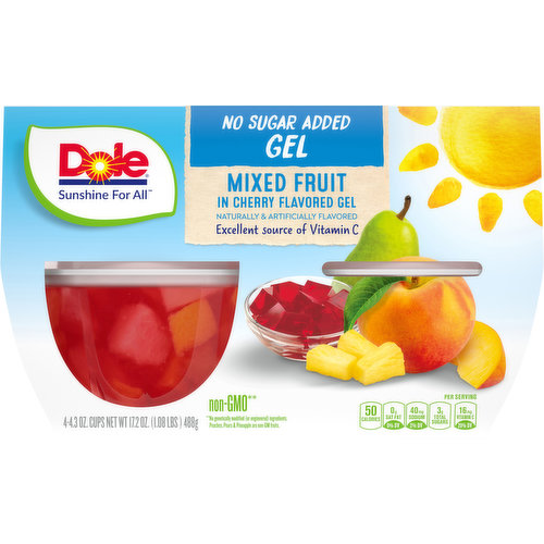 Dole Mixed Fruit, in Cherry Flavored Gel, No Sugar Added