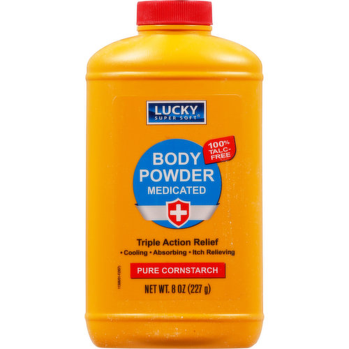 Lucky Super Soft Body Powder, Medicated, Pure Cornstarch