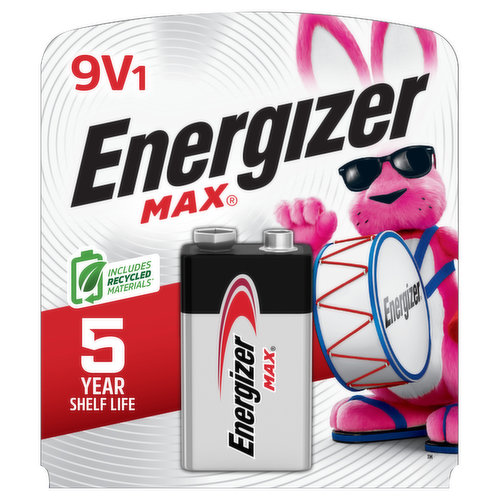 Energizer Battery, Alkaline, 9V