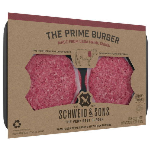 Schweid & Sons Beef Chuck Burgers, Ground, The Prime Burger