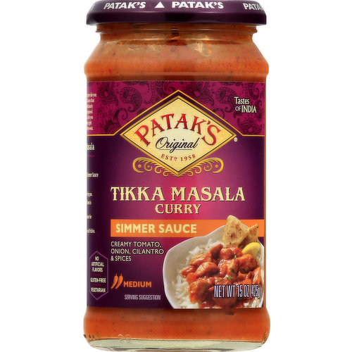Pataks Simmer Sauce, Tikka Masala Curry, Medium