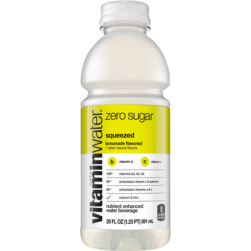 Vitaminwater Water Beverage, Zero Sugar, Lemonade Flavored