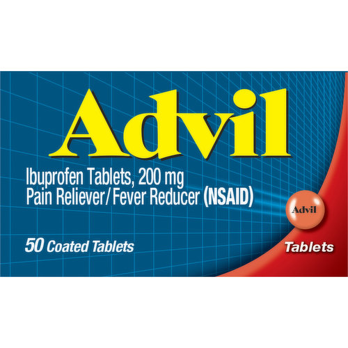 Advil Pain Reliever/Fever Reducer, 200 mg, Coated Tablets