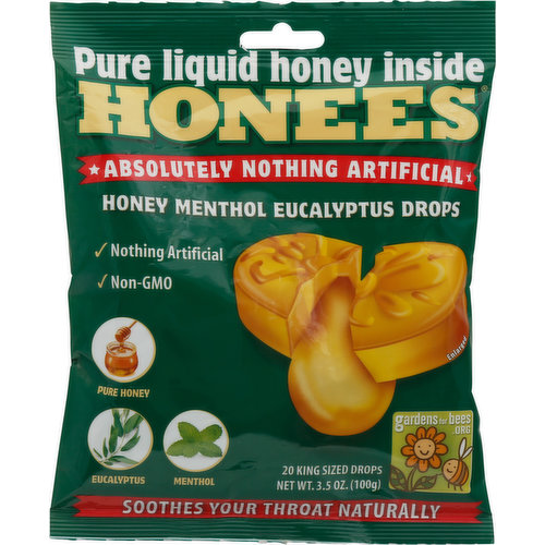 Honees Cough Drops, Honey Menthol Eucalyptus