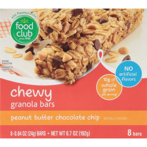 Food Club Granola Bars, Peanut Butter Chocolate Chip, Chewy