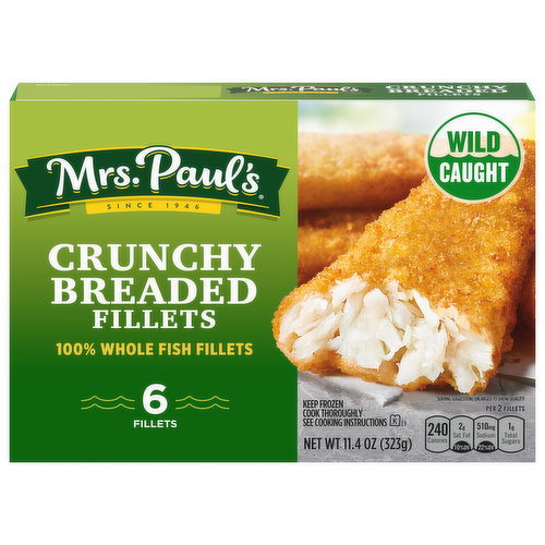 Mrs. Paul's Fish Fillets, Breaded, Crunchy