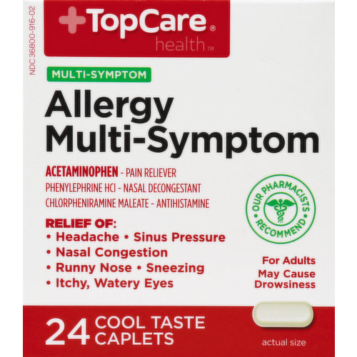 TopCare Allergy, for Adults, Multi-Symptom, Caplets