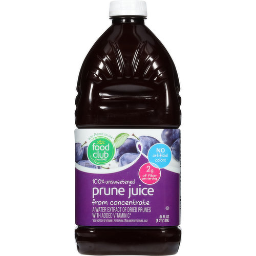 Food Club Juice, from Concentrate, 100% Unsweetened, Prune