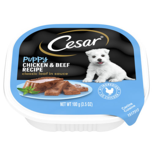 Cesar Canine Cuisine, Chicken & Beef Recipe, Classic Loaf in Sauce, Puppy