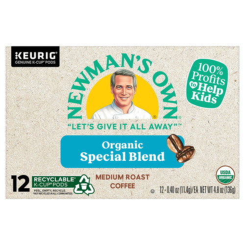 Newman's Own Coffee, Organic, Medium Roast, Special Blend, K-Cup Pods