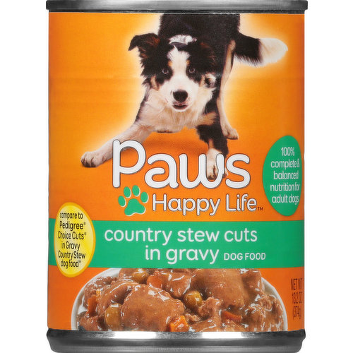 Paws Happy Life Dog Food, Country Stew Cuts in Gravy