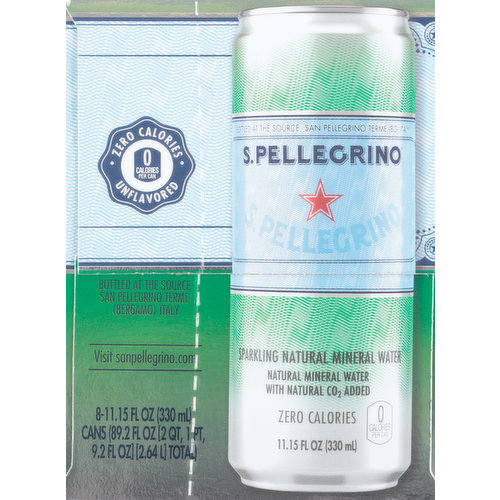 S.Pellegrino Mineral Water, Sparkling, Natural, Unflavored