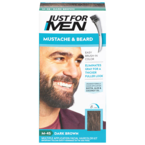 Just For Men Haircolor Kit, Dark Brown, M-45, Mustache & Beard