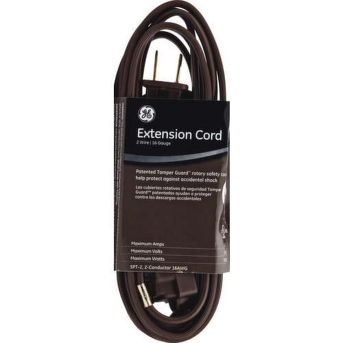 GE Extension Cord, Indoor, Brown, 9-Feet