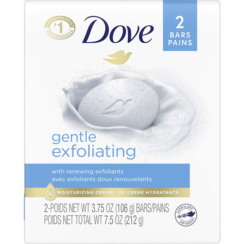 We’ve all been told that exfoliation is an important part of your skin care routine, but that doesn’t mean being rough with your skin — skin exfoliation should be gentle. That’s where Dove Gentle Exfoliating Beauty Bar comes in. It combines gentle skin cleansers with exfoliating beads to wash away dead skin, giving you soft, smooth skin. Suitable for regular use as a facial cleanser or as a gentle skin cleanser for your body and hands, the Gentle Exfoliating Beauty Bar leaves skin feeling beautiful and revitalized. For best results, rub your Dove Beauty Bar cleanser between wet hands and massage the smooth, creamy lather over your skin before rinsing thoroughly.
The secret to beautiful skin is moisture, and no ordinary bar soap hydrates skin better than Dove. Formulated with gentle cleansers that care for skin as you cleanse, Dove Beauty Bar helps deliver nourishment and leaves your face and body feeling soft and smooth and looking more radiant than ordinary soap does. That’s why we call it a Beauty Bar. And now, we are bringing you the same great Dove formula in an all-new look.
At Dove, our vision is of a world where beauty is a source of confidence, and not anxiety. Our mission is to help the next generation of women develop a positive relationship with the way they look, helping them raise their self-esteem and realize their full potential.