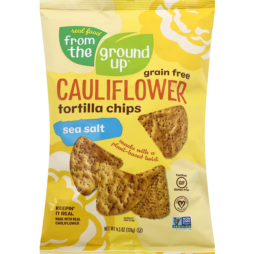 From the Ground Up Tortilla Chips, Cauliflower, Grain Free, Sea Salt