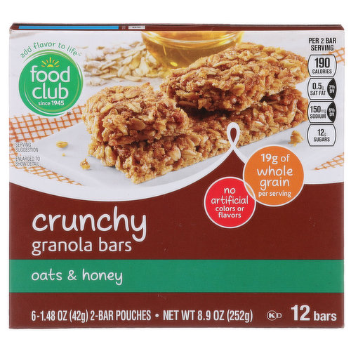 Food Club Oats & Honey Crunchy Granola Bars