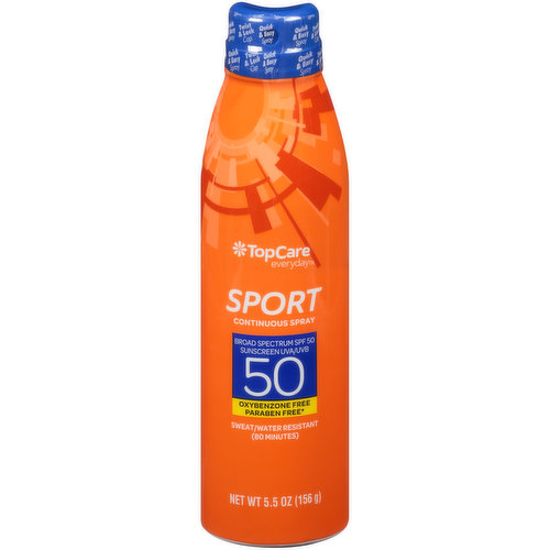 TopCare Sport Sweat/Water Resistant Uva/Uvb Broad Spectrum Spf 50 Sunscreen Continuous Spray