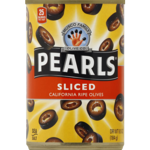 Pearls Olives, California Ripe, Sliced