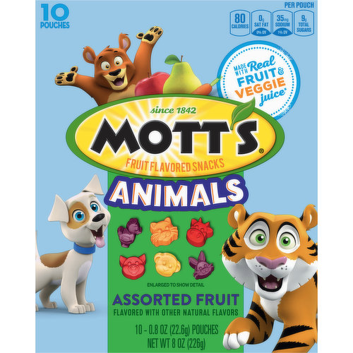 Mott's Fruit Flavored Snacks, Assorted Fruit, Animals