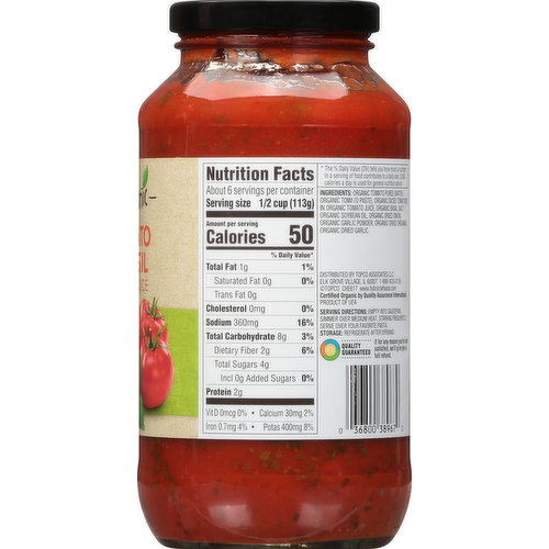 Full Circle Market Pasta Sauce, Tomato & Basil