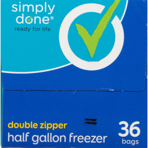 Simply Done Freezer Bags, Double Zipper, Half Gallon